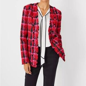Ann Taylor Red and Black Plaid Jacket